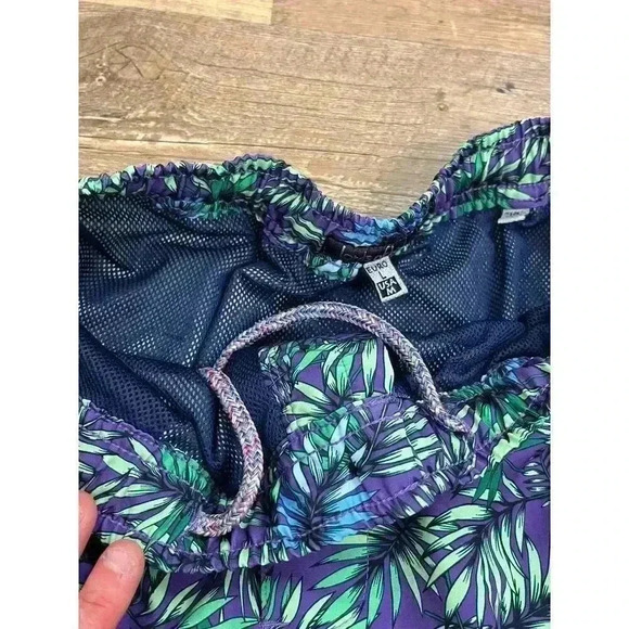 Lords Of Harlech Quack Leaves Swim Shorts Green Purple Men's L Mesh Lined - Picture 4 of 12